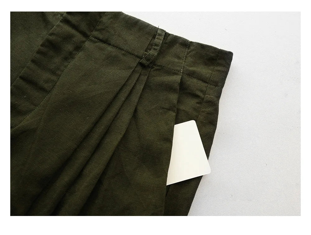 Casual Linen High-Waisted Loose Wide-Leg Pants