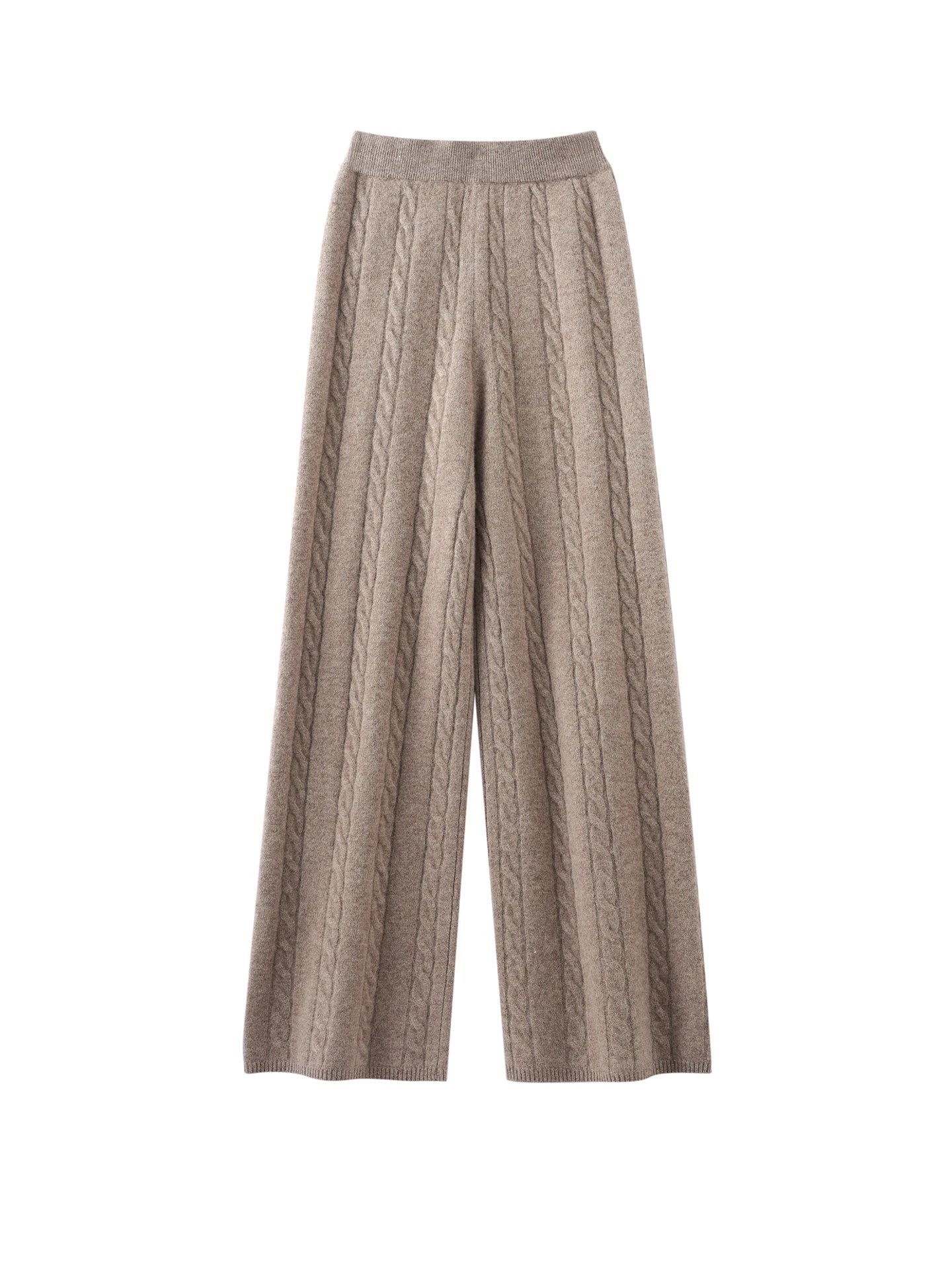 Wool Cable Knit Wide-Leg Trousers