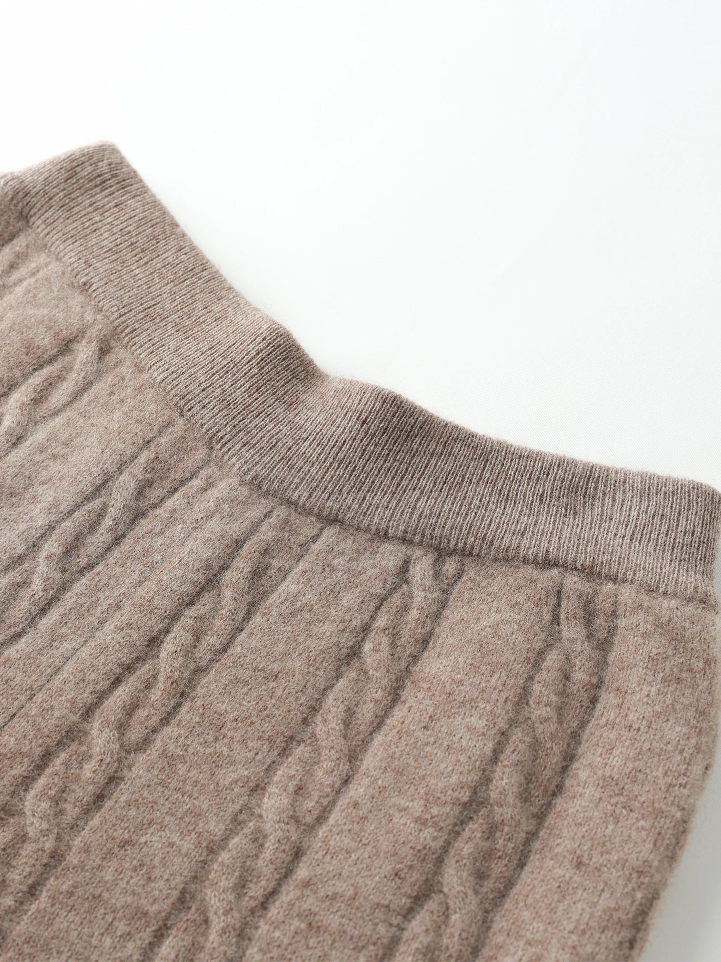 Wool Cable Knit Wide-Leg Trousers